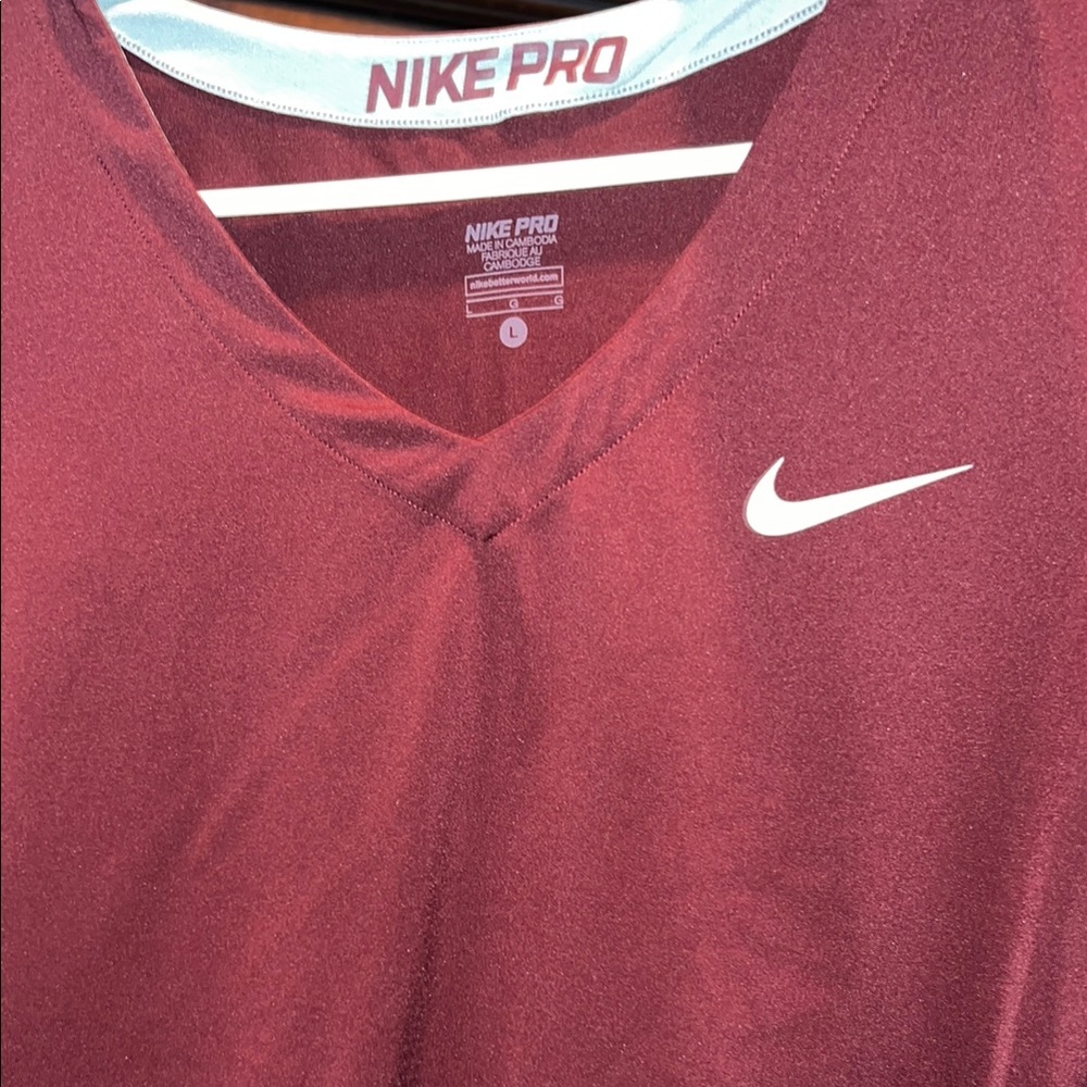 Nike Pro Maroon V-Neck Shirt